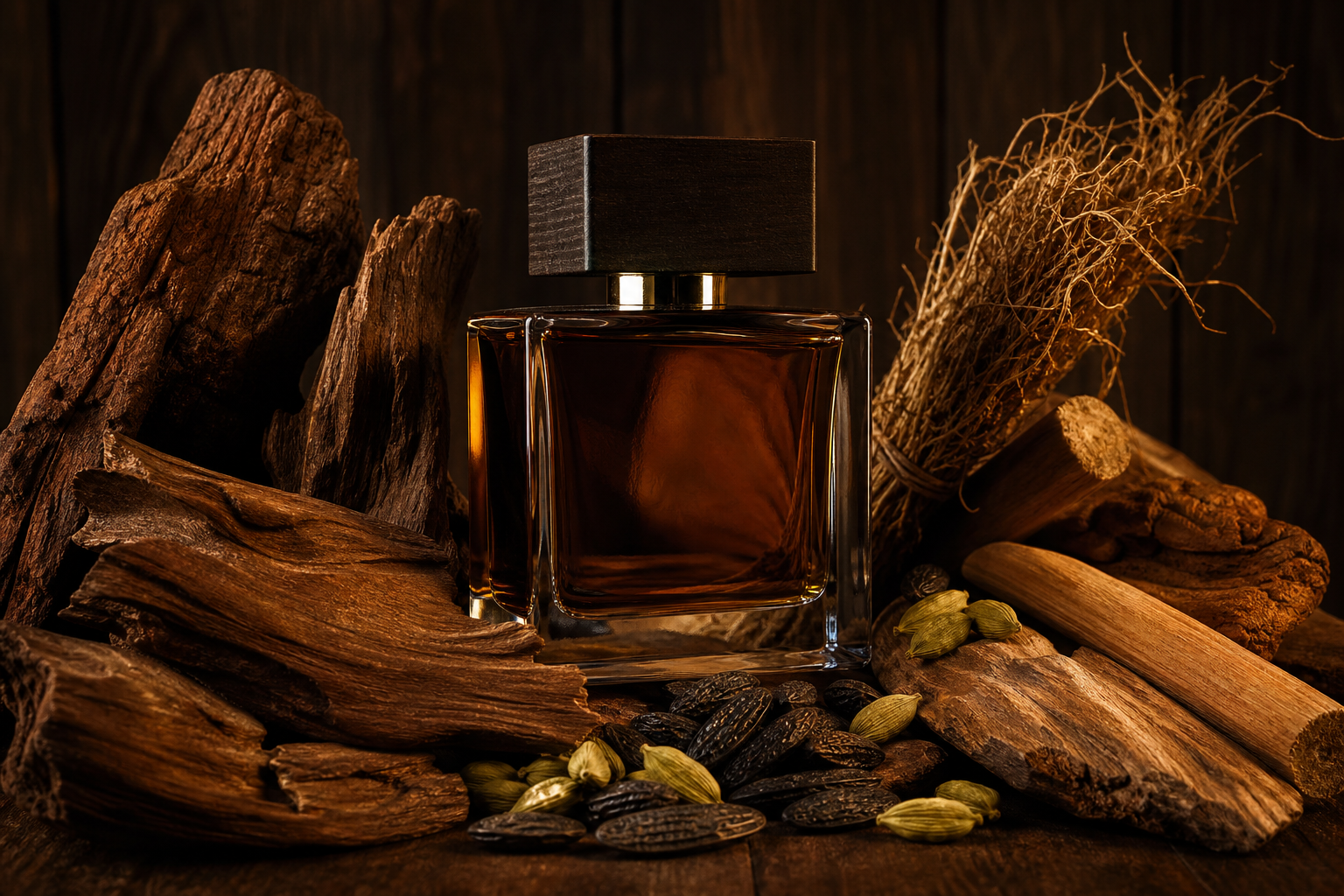 Houtachtige en kruidige noten in herenparfums