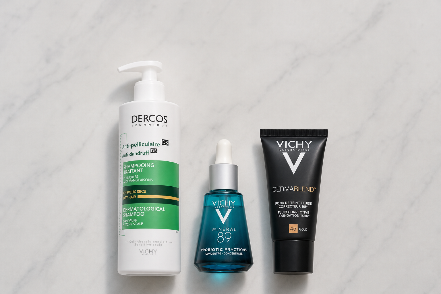 Vichy door drie categorieën: producten voor haar, huid en make-up
